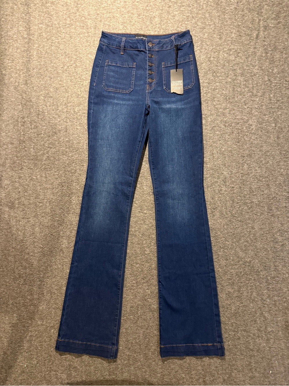 Alloy Apparel Tall Jeans Womens 4x37 (fit 28x37) Blue Boot Button Fly High Rise